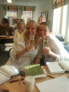 Celebrating the completion in style! Camilla and Sara.